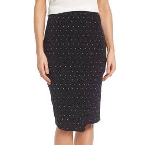 Vince Camuto Pin Dot Faux Wrap Skirt
